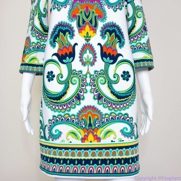 Laundry‎ by Shelli Segal green white floral print dress, women size 4 - Picture 5 of 16